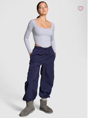 PINK Victoria's Secret Navy Wide-Leg Cargo Pants